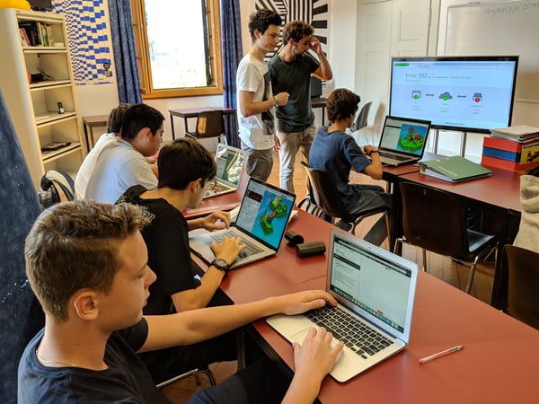 Students programming in Python at Brillantmont International School in Switzerland