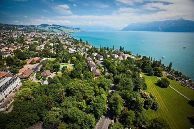 view of Lausanne area from the sky